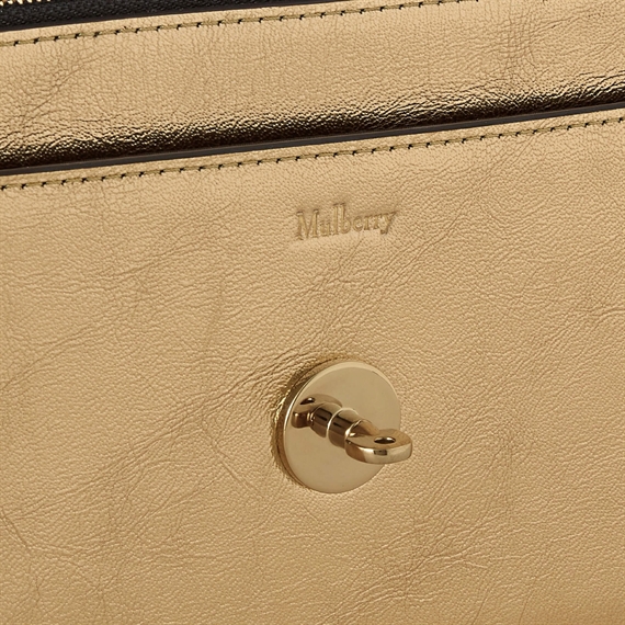 Mulberry Small Darley Somerset Gold Metallic Leather
